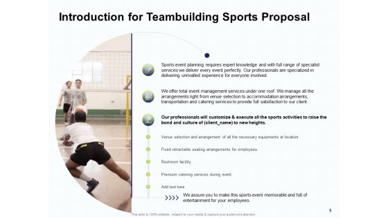 Corporate Sports Team Engagement And Learning Proposal Ppt PowerPoint Presentation Complete Deck With Slides