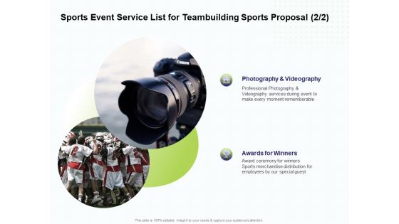 Corporate Sports Team Engagement Sports Event Service List For Teambuilding Sports Proposal Designs PDF