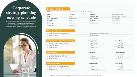 Corporate Strategy Planning Meeting Schedule Ppt Inspiration Styles PDF
