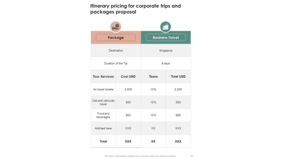 Corporate Trips And Packages Proposal Example Document Report Doc Pdf Ppt