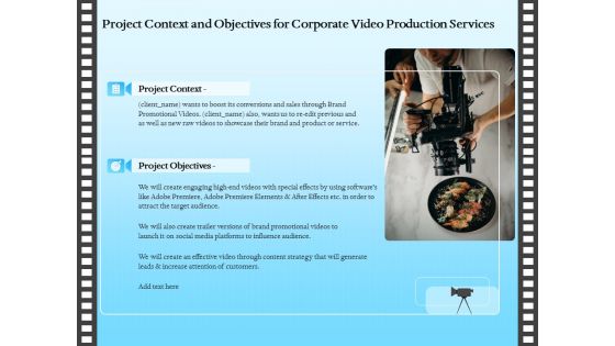 Corporate Video Project Context And Objectives For Corporate Video Production Services Background PDF