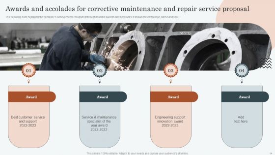 Corrective Maintenance And Repair Service Proposal Ppt PowerPoint Presentation Complete Deck With Slides