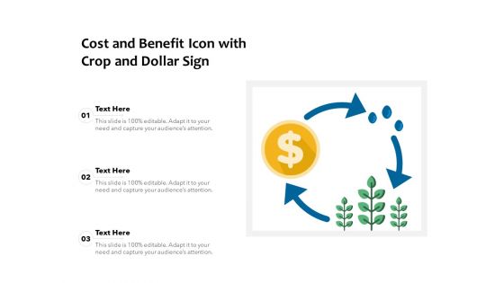 Cost And Benefit Icon With Crop And Dollar Sign Ppt PowerPoint Presentation Portfolio Show PDF