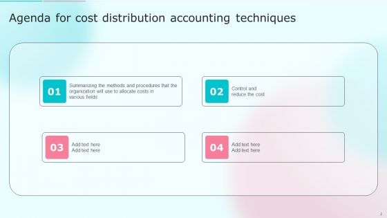 Cost Distribution Accounting Techniques Ppt PowerPoint Presentation Complete With Slides