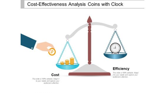 Cost Effectiveness Analysis Coins With Clock Ppt PowerPoint Presentation Summary Design Inspiration