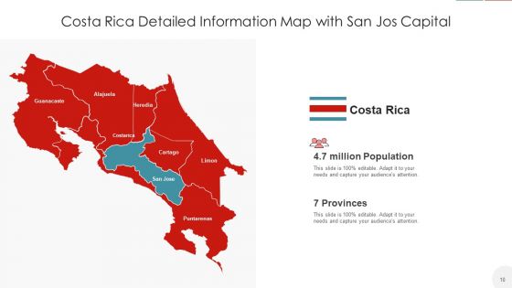 Costa Rica Map Tourist Stamp Ppt PowerPoint Presentation Complete Deck With Slides