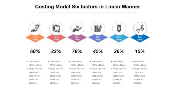 Costing Model Six Factors In Linear Manner Ppt PowerPoint Presentation Infographics Inspiration PDF
