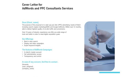 Cover Letter For Adwords And PPC Consultants Services Structure PDF