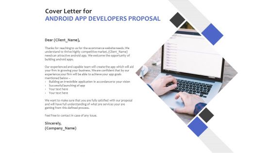 Cover Letter For Android App Developers Proposal Ppt PowerPoint Presentation Gallery Portfolio