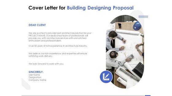 Cover Letter For Building Designing Proposal Ppt PowerPoint Presentation Professional Design Templates