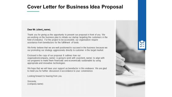 Cover Letter For Business Idea Proposal Ppt PowerPoint Presentation Infographic Template Layout Ideas