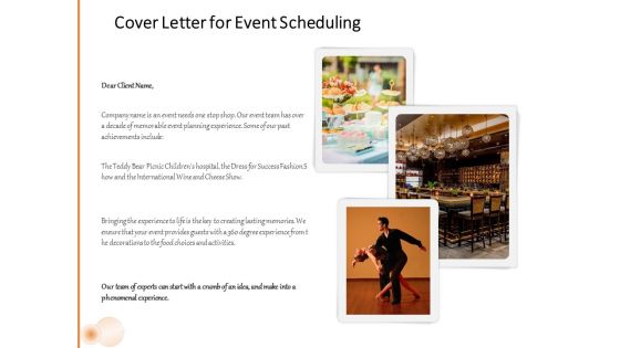 Cover Letter For Event Scheduling Ppt PowerPoint Presentation File Professional PDF
