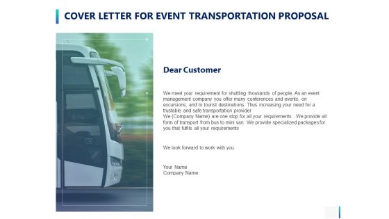 Cover Letter For Event Transportation Proposal Ppt PowerPoint Presentation Slides Example