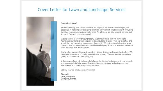 Cover Letter For Lawn And Landscape Services Ppt PowerPoint Presentation Slides Rules