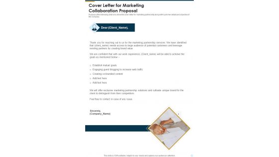 Cover Letter For Marketing Collaboration Proposal One Pager Sample Example Document Cover Letter For Marketing Collaboration Proposal One Pager Sample Example Document