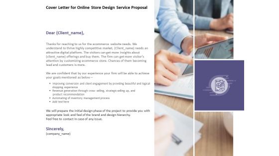 Cover Letter For Online Store Design Service Proposal Ppt PowerPoint Presentation Portfolio Graphics Example