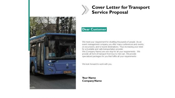 Cover Letter For Transport Service Proposal Ppt Powerpoint Presentation Icon Example