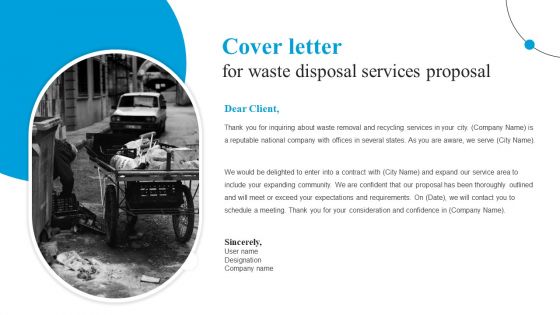 Cover Letter For Waste Disposal Services Proposal Ppt File Guidelines PDF