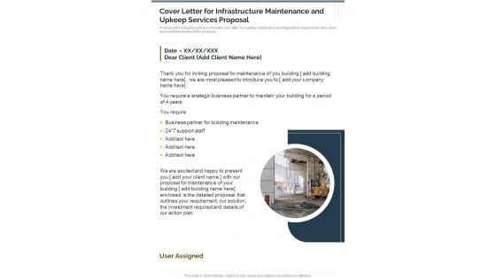Cover Letter Infrastructure Maintenance Upkeep Services Proposal One Pager Sample Example Document