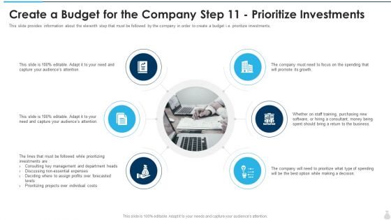 Create A Budget For The Company Step 11 Prioritize Investments Slides PDF