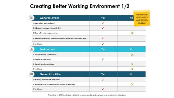 Creating Better Working Environment Facilities Management Ppt PowerPoint Presentation Inspiration Examples