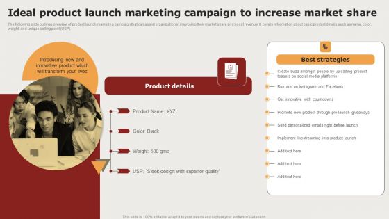 Creating Positioning Techniques For Market Research Ideal Product Launch Marketing Campaign To Increase Market Share Elements PDF