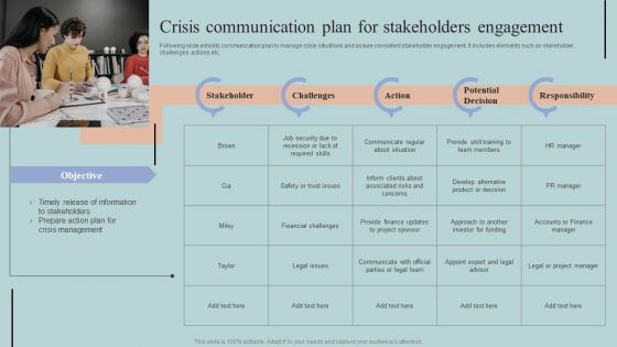 Crisis Communication Plan For Stakeholders Engagement Graphics PDF
