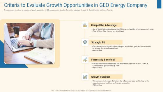 Criteria To Evaluate Growth Opportunities In Geo Energy Company Clipart PDF