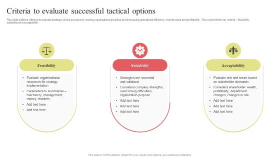Criteria To Evaluate Successful Tactical Options Structure PDF