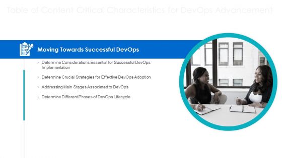 Critical Characteristics For Devops Advancement Ppt PowerPoint Presentation Complete Deck With Slides