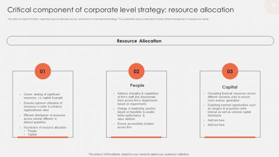 Critical Component Of Corporate Level Strategy Resource Allocation Structure PDF