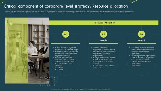 Critical Component Of Corporate Level Strategy Resource Allocation Summary PDF