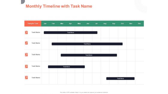 Cultural Integration In Company Monthly Timeline With Task Name Ppt PowerPoint Presentation Infographics Show PDF