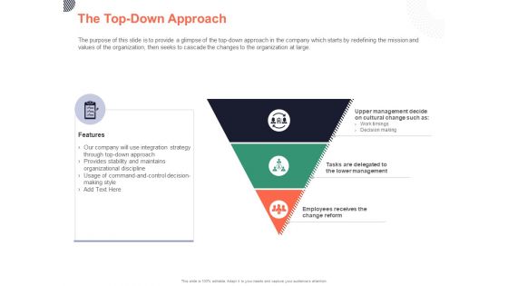 Cultural Integration In Company The Top Down Approach Ppt PowerPoint Presentation Icon Aids PDF