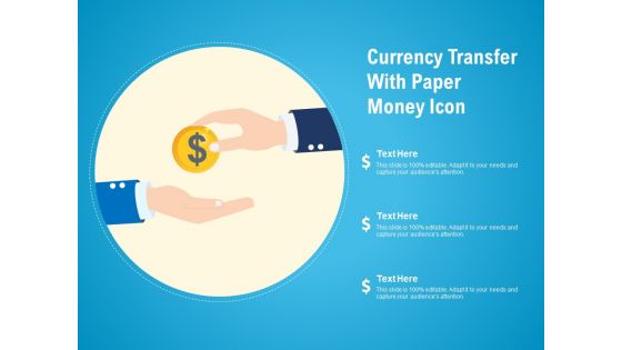 Currency Transfer With Paper Money Icon Ppt PowerPoint Presentation File Visual Aids PDF