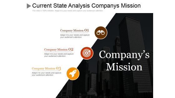 Current State Analysis Companys Mission Ppt PowerPoint Presentation Summary Ideas