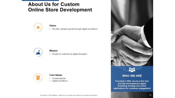 Custom Online Store Development Proposal Ppt PowerPoint Presentation Complete Deck With Slides