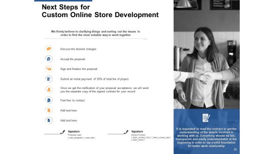 Custom Online Store Development Proposal Ppt PowerPoint Presentation Complete Deck With Slides