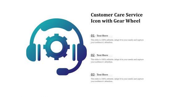 Customer Care Service Icon With Gear Wheel Ppt PowerPoint Presentation Ideas Inspiration PDF