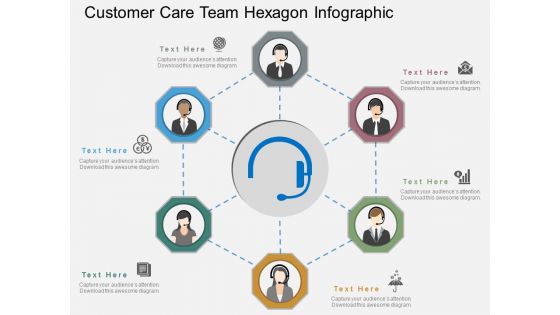 Customer Care Team Hexagon Infographic Powerpoint Template