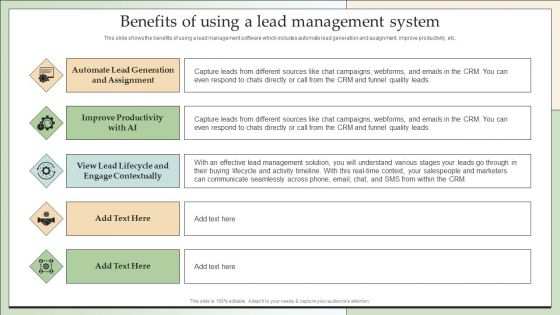 Customer Lead Development Management Strategies Benefits Of Using A Lead Management System Brochure PDF Customer Lead Development Management Strategies Benefits Of Using A Lead Management System Brochure PDF