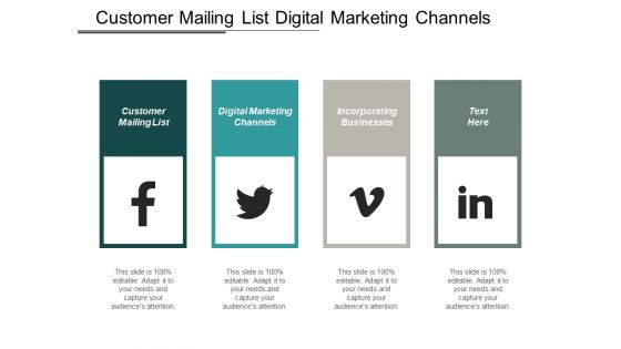 Customer Mailing List Digital Marketing Channels Incorporating Businesses Ppt PowerPoint Presentation Infographics Graphics Pictures