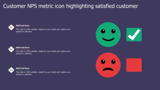 Customer NPS Metric Icon Highlighting Satisfied Customer Ppt Pictures Smartart PDF