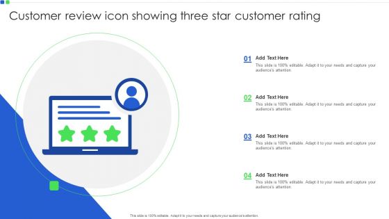Customer Review Icon Showing Three Star Customer Rating Diagrams PDF