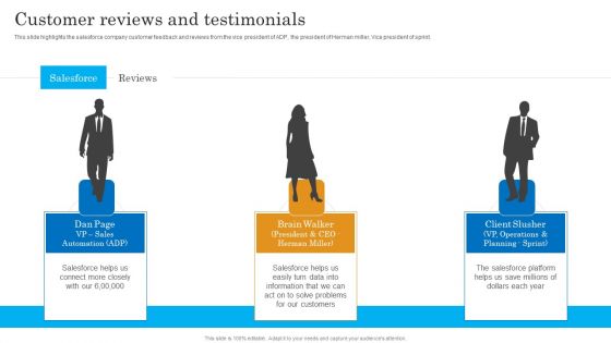 Customer Reviews And Testimonials Salesforce Business Profile Graphics PDF