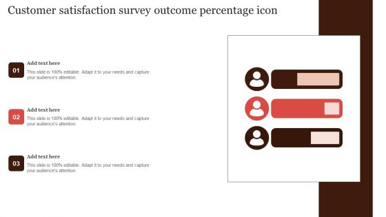 Customer Satisfaction Survey Outcome Percentage Icon Topics PDF