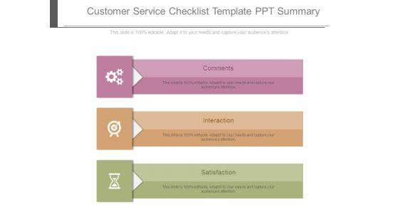 Customer Service Checklist Template Ppt Summary