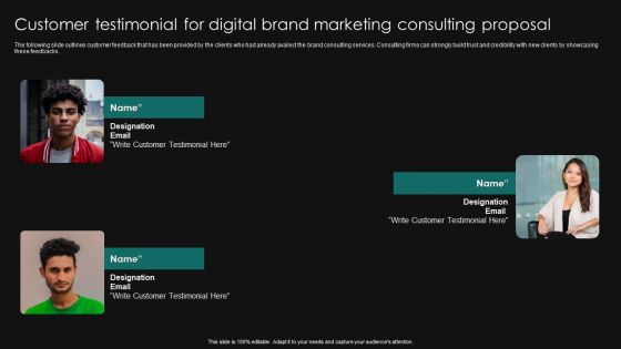 Customer Testimonial For Digital Brand Marketing Consulting Proposal Pictures PDF