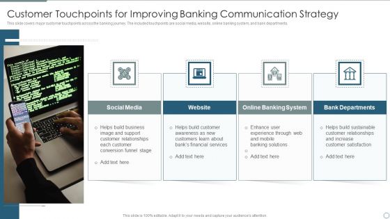 Customer Touchpoints For Improving Banking Communication Strategy Infographics PDF