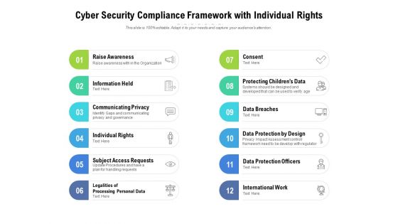 Cyber Security Compliance Framework With Individual Rights Ppt PowerPoint Presentation Infographics Graphics Pictures